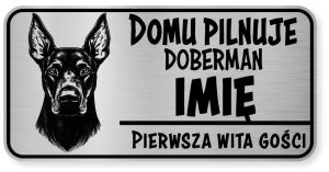 Uwaga pies tabliczka ostrzegawcza 20x10 Doberman z imieniem psa