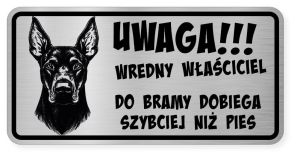 Uwaga pies tabliczka ostrzegawcza 20x10 Doberman