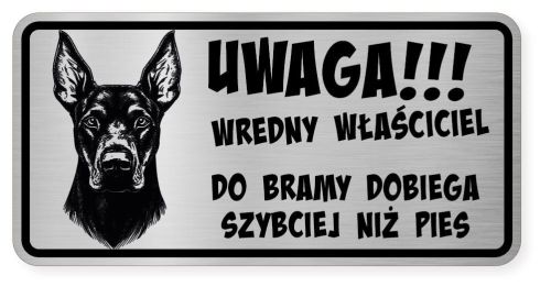 Uwaga pies tabliczka ostrzegawcza 20x10 Doberman