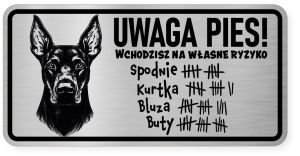 Uwaga pies tabliczka ostrzegawcza 20x10 Doberman