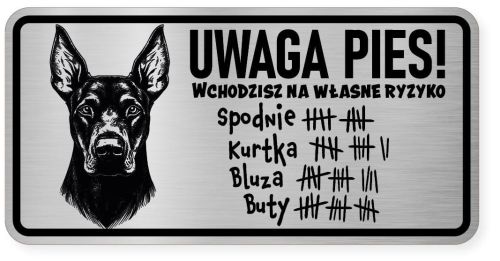 Uwaga pies tabliczka ostrzegawcza 20x10 Doberman