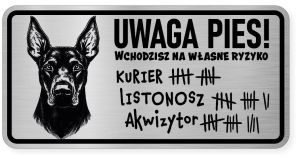 Uwaga pies tabliczka ostrzegawcza 20x10 Doberman
