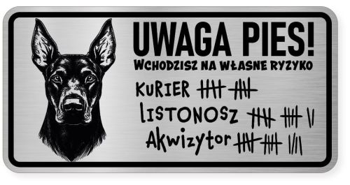 Uwaga pies tabliczka ostrzegawcza 20x10 Doberman