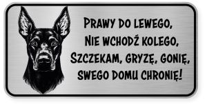 Uwaga pies tabliczka ostrzegawcza 20x10 Doberman