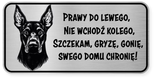 Uwaga pies tabliczka ostrzegawcza 20x10 Doberman