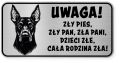 Uwaga pies tabliczka ostrzegawcza 20x10 Doberman