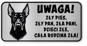 Uwaga pies tabliczka ostrzegawcza 20x10 Doberman