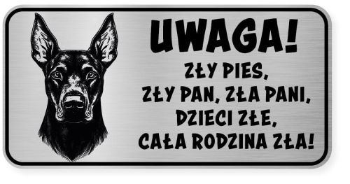 Uwaga pies tabliczka ostrzegawcza 20x10 Doberman
