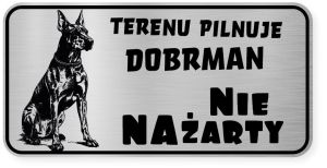 Uwaga pies tabliczka ostrzegawcza 20x10 Doberman