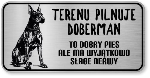 Uwaga pies tabliczka ostrzegawcza 20x10 Doberman