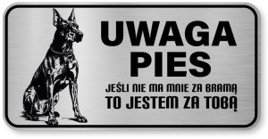 Uwaga pies tabliczka ostrzegawcza 20x10 Doberman