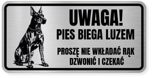 Uwaga pies tabliczka ostrzegawcza 20x10 Doberman