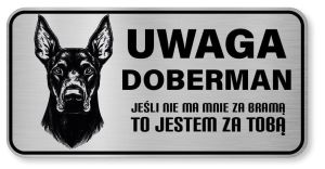 Uwaga pies tabliczka ostrzegawcza 20x10 Doberman