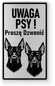 Uwaga pies tabliczka ostrzegawcza 20x12 Doberman