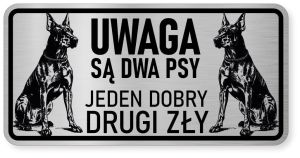 Uwaga pies tabliczka ostrzegawcza 20x10 Doberman