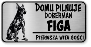 Uwaga pies tabliczka ostrzegawcza 20x10 Doberman z imieniem psa