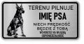 Uwaga pies tabliczka ostrzegawcza 20x10 Doberman z imieniem psa