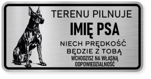 Uwaga pies tabliczka ostrzegawcza 20x10 Doberman z imieniem psa