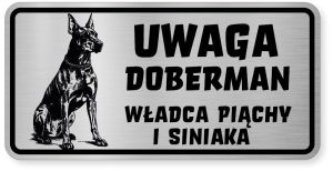 Uwaga pies tabliczka ostrzegawcza 20x10 Doberman