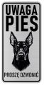 Uwaga pies tabliczka ostrzegawcza 10x20 Doberman
