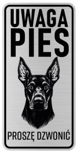 Uwaga pies tabliczka ostrzegawcza 10x20 Doberman