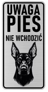 Uwaga pies tabliczka ostrzegawcza 10x20 Doberman
