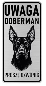 Uwaga pies tabliczka ostrzegawcza 10x20 Doberman
