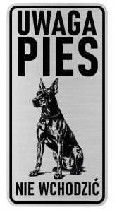 Uwaga pies tabliczka ostrzegawcza 10x20 Doberman