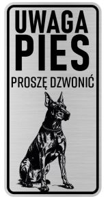 Uwaga pies tabliczka ostrzegawcza 20x10 Doberman