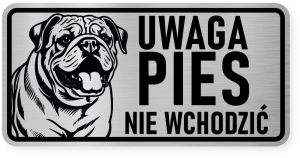 Uwaga pies tabliczka ostrzegawcza 20x10 Buldog Angielski