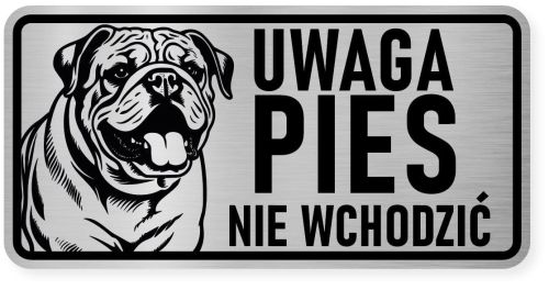 Uwaga pies tabliczka ostrzegawcza 20x10 Buldog Angielski
