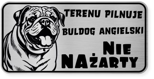 Uwaga pies tabliczka ostrzegawcza 20x10 Buldog Angielski