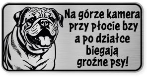 Uwaga pies tabliczka ostrzegawcza 20x10 Buldog Angielski