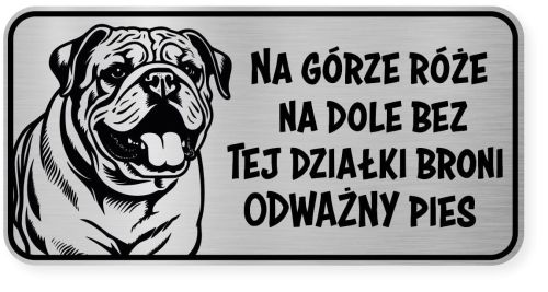 Uwaga pies tabliczka ostrzegawcza 20x10 Buldog Angielski