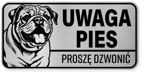 Uwaga pies tabliczka ostrzegawcza 20x10 Buldog Angielski