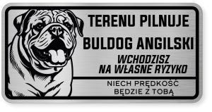Uwaga pies tabliczka ostrzegawcza 20x10 Buldog Angielski