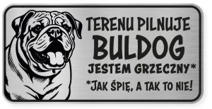 Uwaga pies tabliczka ostrzegawcza 20x10 Buldog Angielski