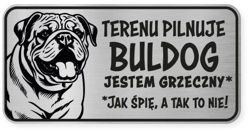 Uwaga pies tabliczka ostrzegawcza 20x10 Buldog Angielski