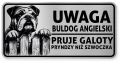 Uwaga pies tabliczka ostrzegawcza 20x10 Buldog Angielski