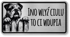 Uwaga pies tabliczka ostrzegawcza 20x10 Buldog Angielski