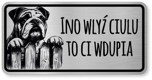 Uwaga pies tabliczka ostrzegawcza 20x10 Buldog Angielski