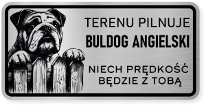 Uwaga pies tabliczka ostrzegawcza 20x10 Buldog Angielski