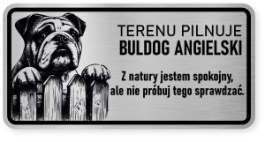 Uwaga pies tabliczka ostrzegawcza 20x10 Buldog Angielski