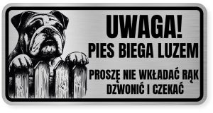 Uwaga pies tabliczka ostrzegawcza 20x10 Buldog Angielski
