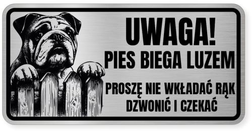 Uwaga pies tabliczka ostrzegawcza 20x10 Buldog Angielski