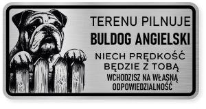 Uwaga pies tabliczka ostrzegawcza 20x10 Buldog Angielski