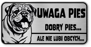 Uwaga pies tabliczka ostrzegawcza 20x10 Buldog Angielski