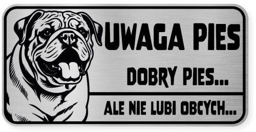 Uwaga pies tabliczka ostrzegawcza 20x10 Buldog Angielski
