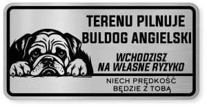 Uwaga pies tabliczka ostrzegawcza 20x10 Buldog Angielski