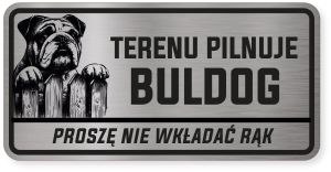 Uwaga pies tabliczka ostrzegawcza 20x10 Buldog Angielski